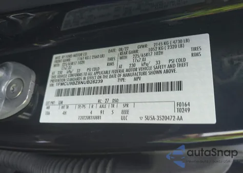 2022 Ford Escape Se Hybrid из США, поврежденный, VIN 1FMCU9BZ8NUB28239